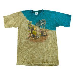 VINTAGE Polar Graphics Shirt Adult Large Green Blue Cotton Father and son wolves